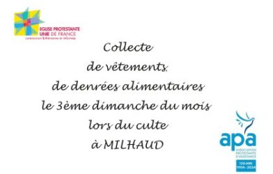 Collecte mensuelle pour l&rsquo;APA